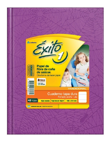 Cuaderno Tapa Dura 48h Exito Rayado Araña Lila Rayuela