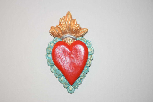 Imagen 5 de 9 de Corazón Mexicano De Yeso Adorno Pintado A Mano Regalo