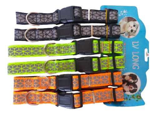 6 Collares De Nylon Para Perro Grande Reflejante Ajustable