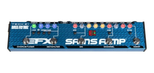 Imagem 2 de 3 de Pedal de efeito para instrumento de cordas Tech 21 Bass Fly Rig v2 azul