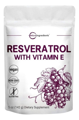 Resveratrol En Polvo Con Vitamina E, Microingredientes 142g