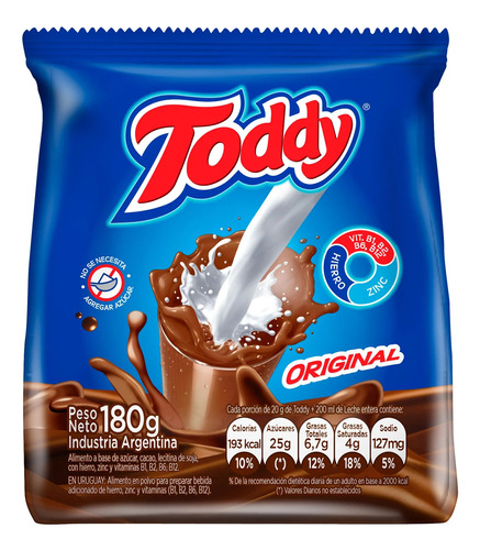 Cacao En Polvo Toddy Instantaneo Original Chocolatada 180gr