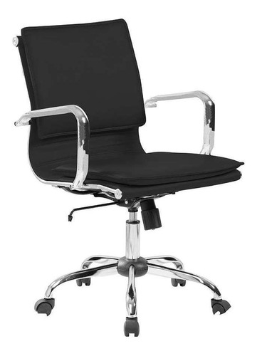 Cadeira De Escritório Diretor Giratória Eames Comfort Pre... Cor Preto Material do estofamento Poliuretano