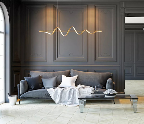 Luminária Pendente Spiral Dna 120cm 45w 3000k Dourado Equipe Led