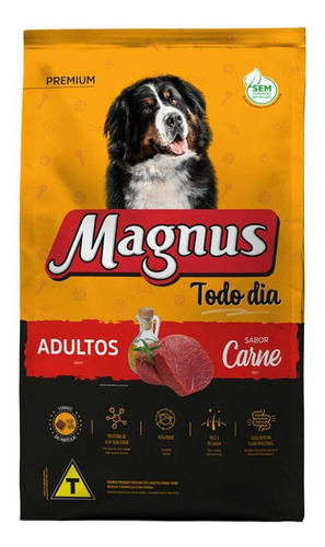 Ração Magnus Todo Dia Sabor Carne Para Cães Adultos 15kg