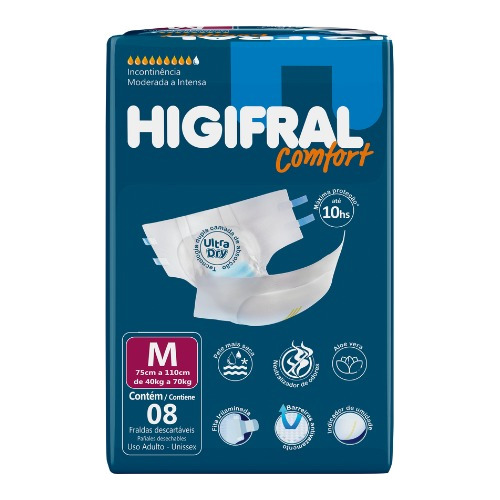 Fralda Geriátrica Higifral Confort ( Méd ) 12 X 8 = 96 Un