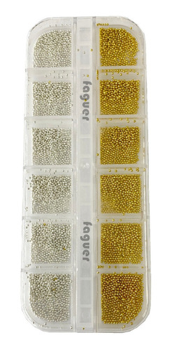Blister Caviar Dorado Y Plateado Para Deco De Uñas, Nail Art