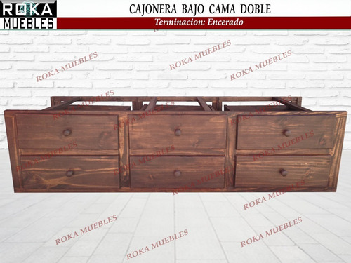 Imagen 2 de 3 de Cajonera Bajo Cama Doble Carro Cajón 6 Caj Apoyo Encerado