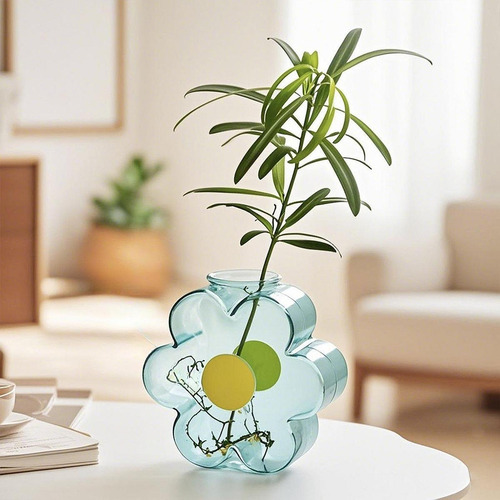 Soporte De Flores De Vidrio Vasaje Decorativo De Brote Azul