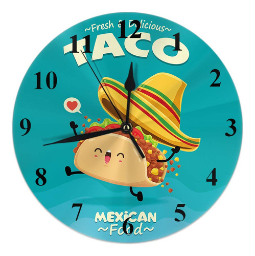 Aoyego Taco - Reloj De Pared De Comida Mexicana, Dibujos Ani