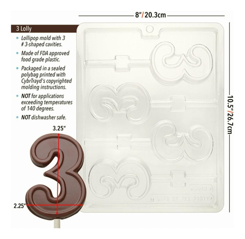 Cybrtrayd Nº 3 Lolly Chocolate Candy Molde Con