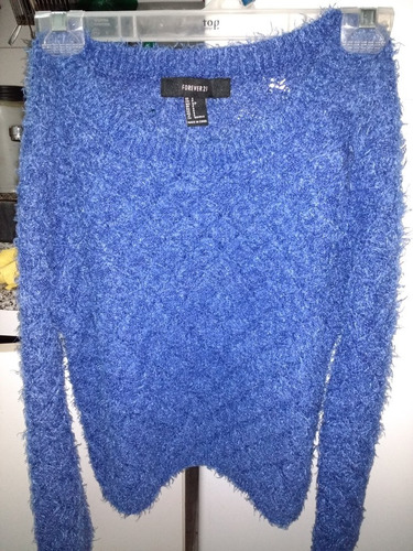 Sweater Peludito De Mujer Forever 21 Talle S Azul Francia