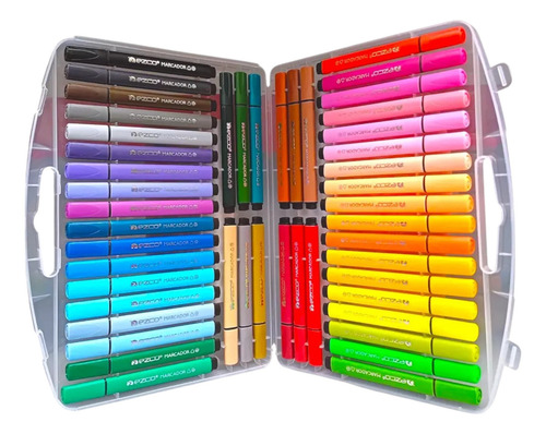 Marcadores Triangulares Ezco Estuche Plastico X 48 Colores