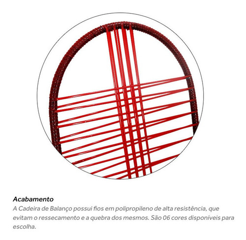 Imagem 3 de 7 de Cadeira De Balanço Varanda Área Cadeira De Fio Colorido