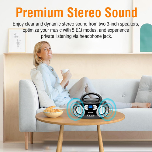 Rádio Grabadora Megatek, Bluetooth, Cd, Fm, Preto