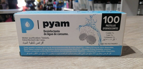 Pastillas Potabilizadoras Agua Pyam X 100 Comprimidos