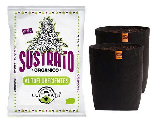 Sustrato Cultivate Auto 25ls Con Maceta Omg 10ls 2 Unidades