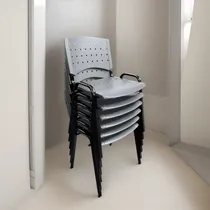 Comprar Silla Apilable Fija Plástica Oficina Reforzada Pack X6 Super Fuertes Con Garantia De Fabrica Stock Permanente Color Gris