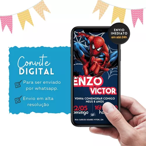 Convite Digital Homem Aranha Baby Online Virtual Whatsapp