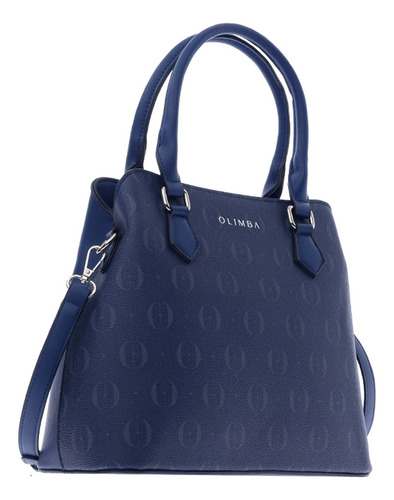Bolsa Satchel Olimba Mujer De Moda Grande Amplia 88524 Azul Lisa Oro