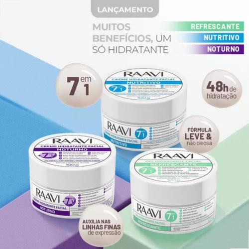 Creme Hidratante Facial Noturno 7 Em 1 Raavi 100g