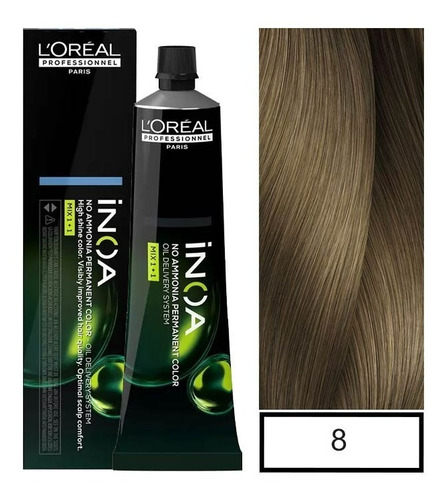 Tintura Permanente Sin Amoníaco Loreal Inoa 8