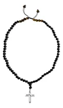 Comprar Collar Hombre Piedra Natural Ónix Ojo Tigre Plata Cruz Jesús