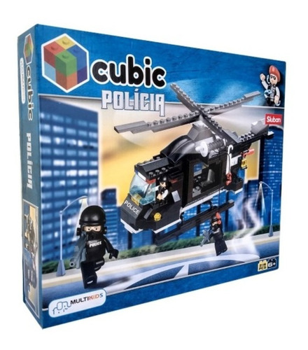Blocos Policia Helicóptero De Combate 219 Peças - Multikids