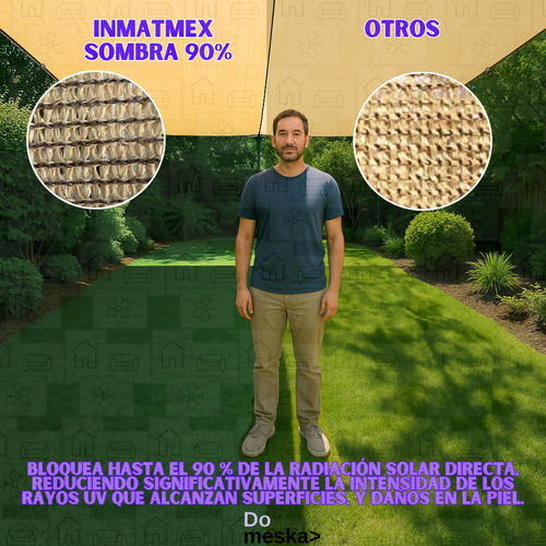 Malla Sombra Reforzada Beige 3x5 M Protección 90% Inmatmex