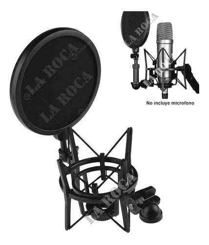 Kit Araña Shock Mount Y Filtro Antipop Combo Radio Locucion