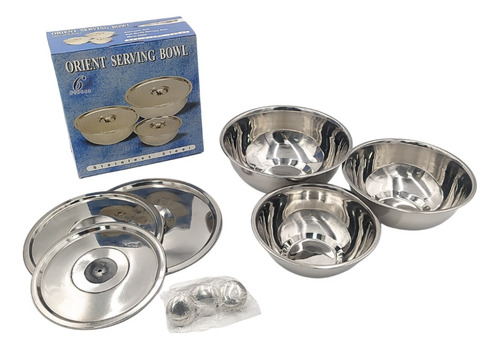 Bowls Con Tapa (set 3) Ace/inox Marca Eurochef. Bredys