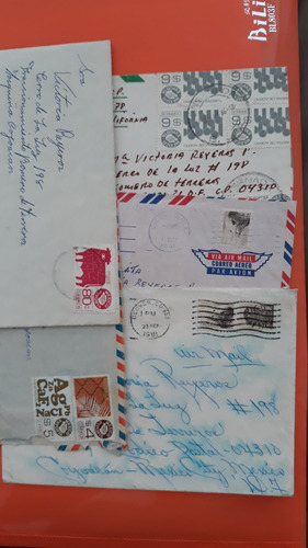 5 Sobres Con Estampillas De Estados Unidos Y México 80's. (Usado)
