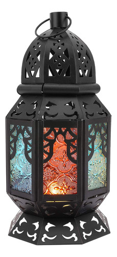 Lewondr Retro Iron Ramadan Candle Lantern, 10.2 Pulgadas Mar