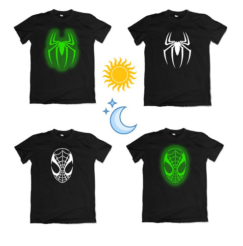 Remera Spiderman Hombre Araña Brilla Oscuridad Personalizada