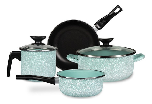 Batería De Cocina Cinsa Granito Jade Menta 6 Piezas