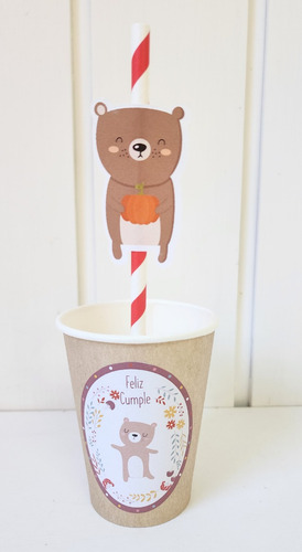 Imagen 3 de 7 de Vasos Animales Del Bosque Nordico Polipapel Set X 5