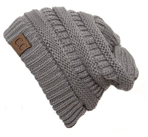 Mujeres Thick Knit Beanie, Gris Melange Mn75y