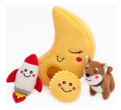Pelúcia Zippypaws Burrow Para A Lua Para Cães E Gatos Cor Amarelo