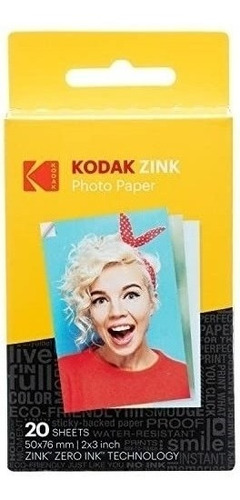 Papel Fotográfico Zink Premium Kodak 2x3 (20 Hojas)