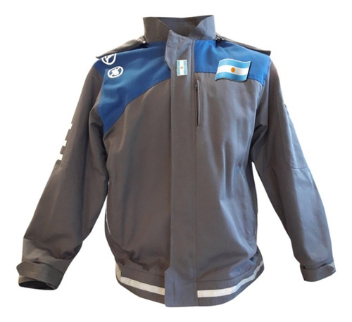 Campera Ignifuga Termica Parka Gris Con Azul L