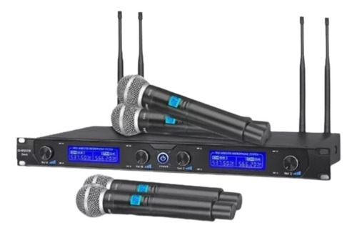 Micrófono Inalámbrico Sistema 4 Canales Uhf Frecuencia Fija 