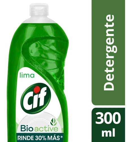 Detergente Platos Lima Cif Bio Active X 300 Ml Rinde + 30%