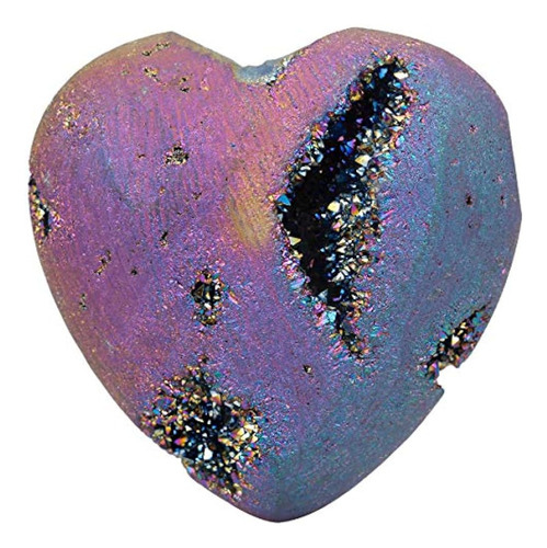 Rockcloud Heart Shape Titanium Coated Agate Geode Druzy Deco