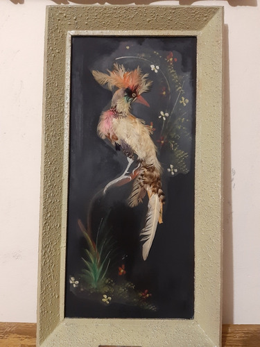 Arte Plumario Antigüedades Pintura Al Óleo Aves 