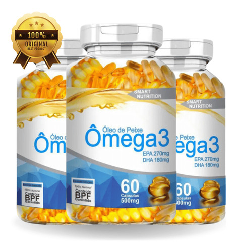 Ômega 3 Epa 540mg Dha 360mg 1000mg 60 Softgels | 4elementos Sem Sabor