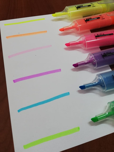 Imagen 2 de 2 de Pack Destacadores Fluor 6 Unidades Adix