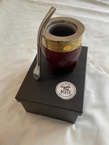 Caja Estuche Para Guarda Mate Y Bombilla Premium Con Sostene Negro
