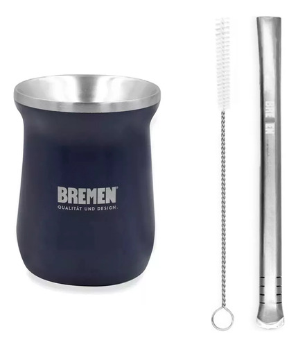 Mate Acero Inoxidable Térmico + Bombilla Y Cepillo Bremen