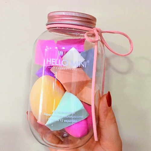 Kit Pote 12 Esponjas Para Maquiagem Hello Mini