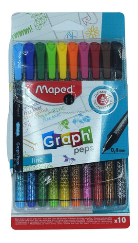 Marcadores Maped Graph Peps Ultrafino 10 Colores 0.4 Mm